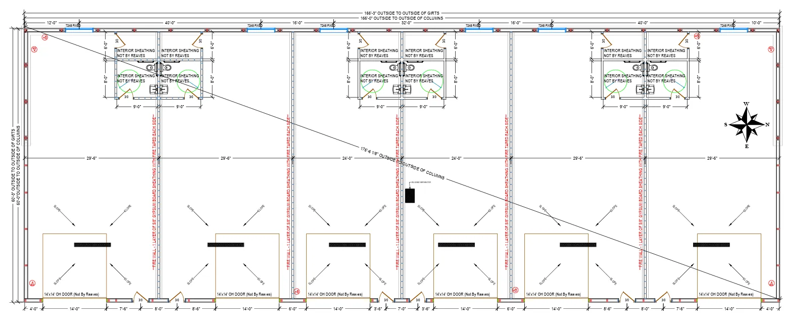 Site plan showing the four storage condo buildings