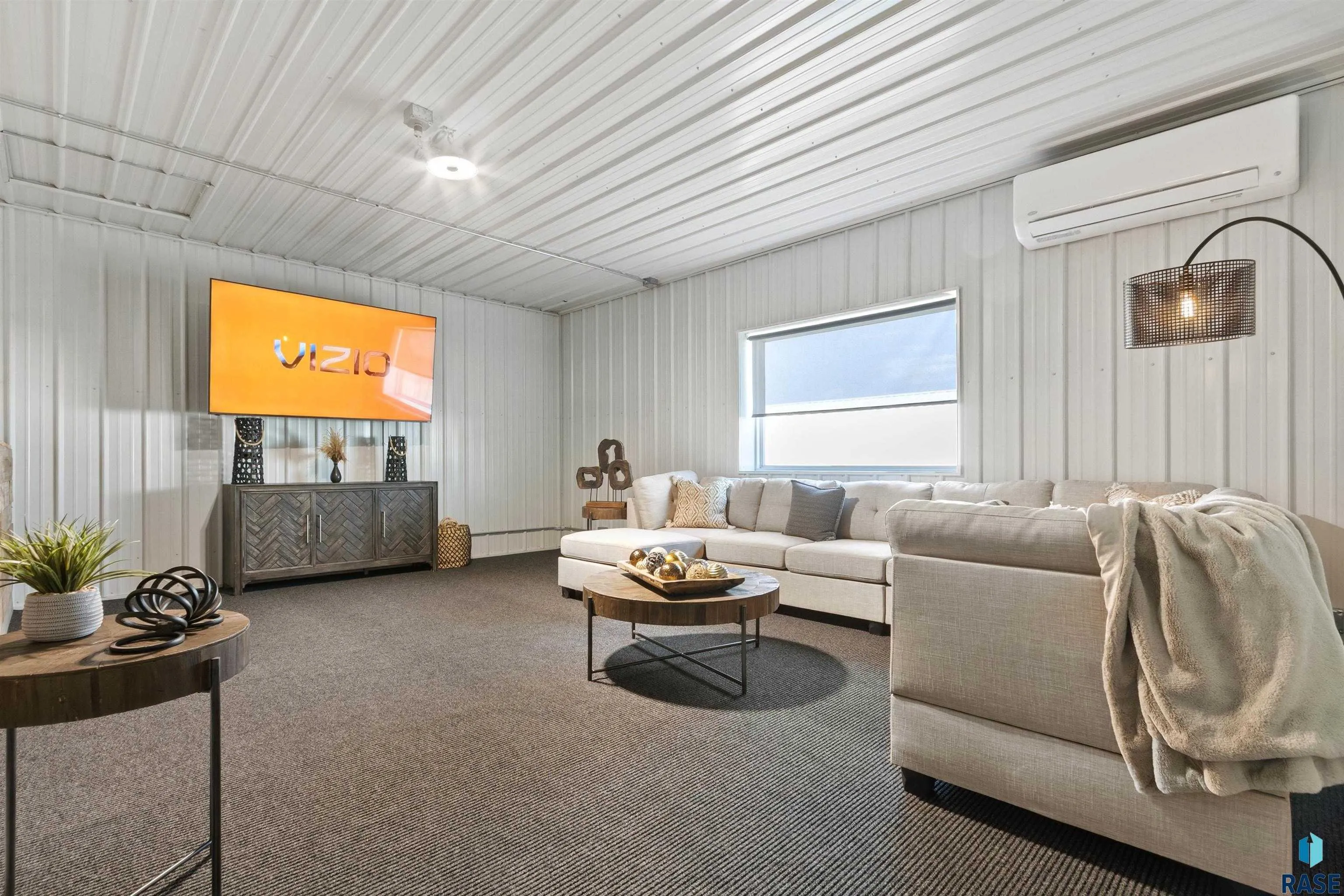 Mezzanine level overlooking the main floor of a garage condo unit